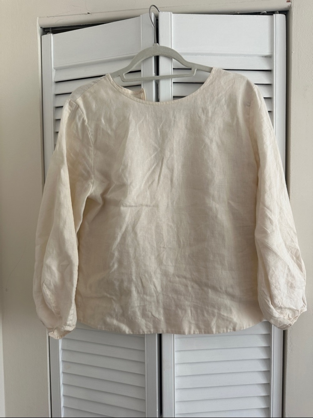 Everlande chic Women's Cream Long-Sleeve Linen Top